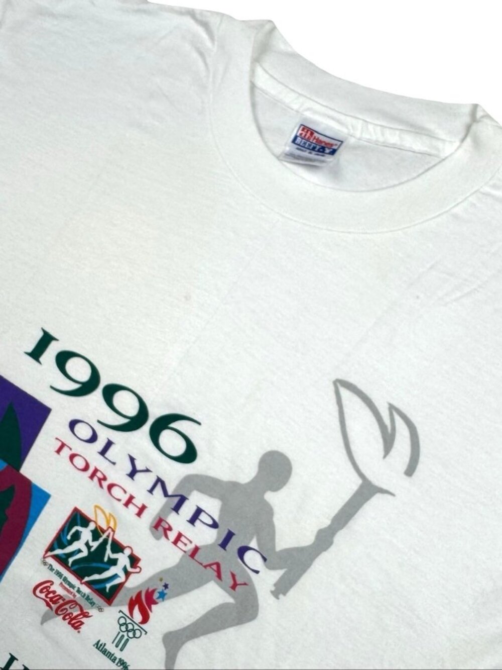VTG 1996 US Olympic Torch Relay Participant Single Stitch T-Shirt  White • XL
